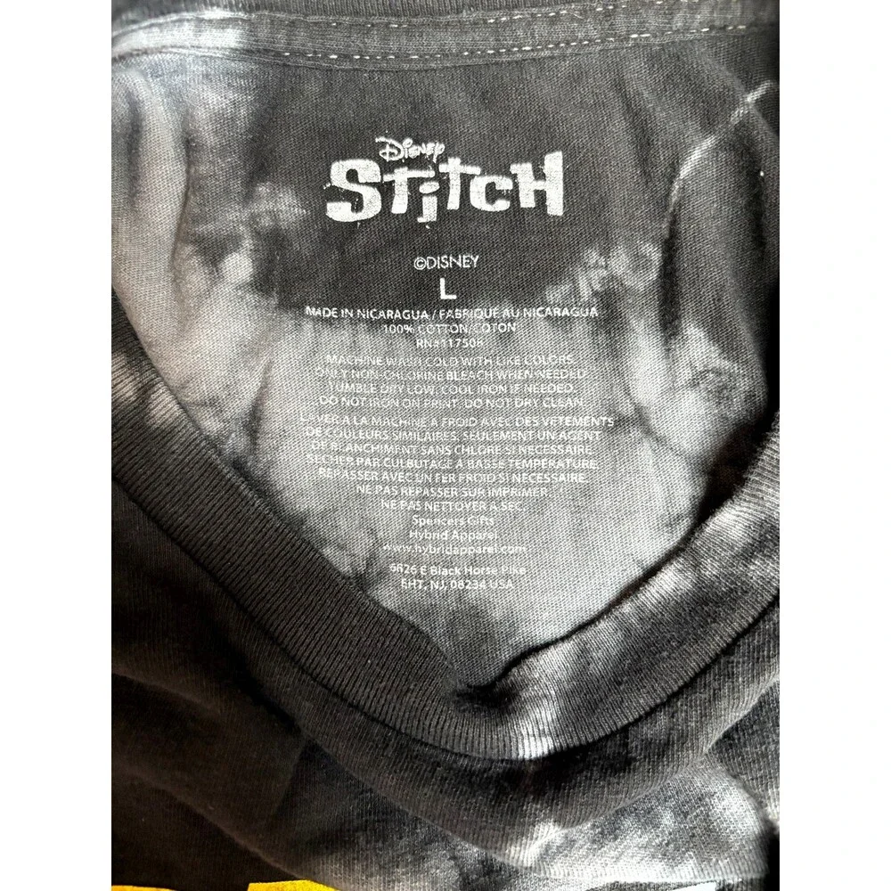 Disney Stitch Leroy T-Shirt Men’s L Black Tie Dye Graphic Lilo & Stitch